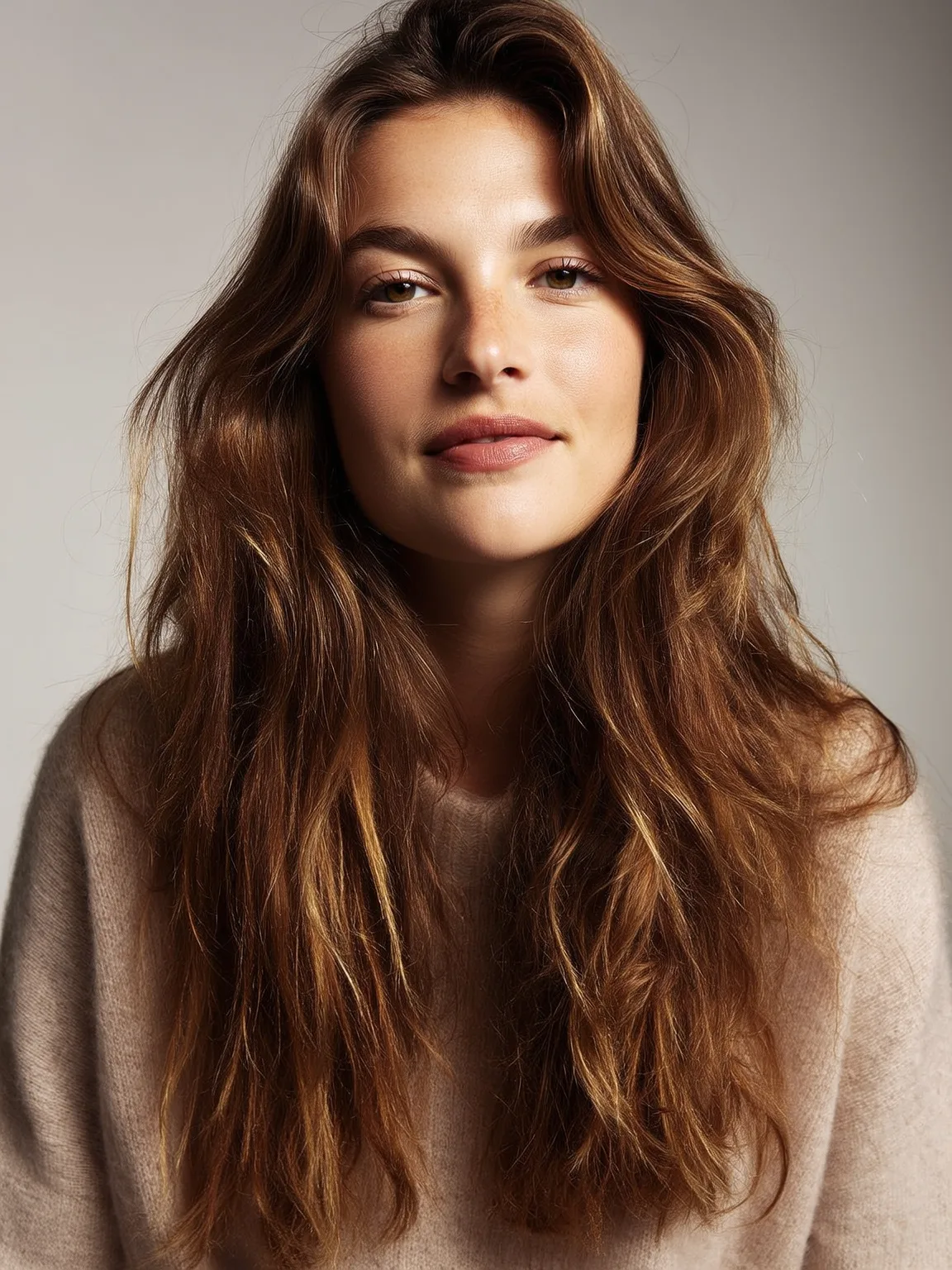 Natural Wavy Layers in Warm Caramel Brown